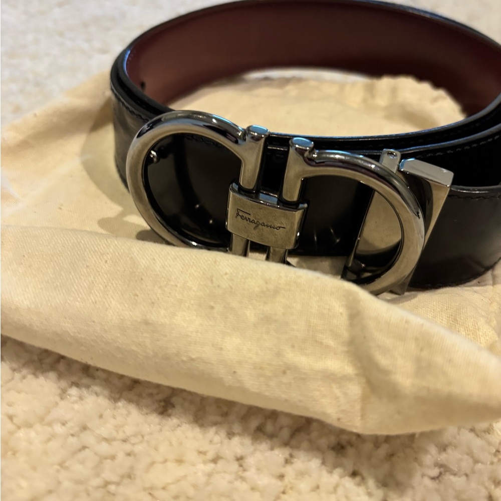 Salvatore Ferragamo Black Leather Belt